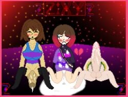 1girls 2d 2futas after_sex bete_noire chara cum cum_in_mouth cum_in_pussy cum_on_clothes cum_on_penis frisk futa glitchtale laying_down mind_break pixel_art resting self_upload sitting undertale undertale_(series) undertale_au z!betty zixy