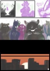 <3? 2022 absurd_res anthro breasts canid canine clothed clothing comic digital_media_(artwork) female five_nights_at_freddy's five_nights_at_freddy's_2 fourball fox fur group heart hi_res imminent_sex male mammal mangle_(fnaf) mango_(roommates) question_mark roommates:motha scottgames simple_background video_games