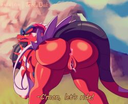 1girls animated anthro anus ass ass_focus big_ass big_breasts boobs dripping_pussy gif koraidon paradox_pokemon pokémon_(species) pokemon pokemon_sv red scalie shaking_ass shaking_butt tagme tentabat