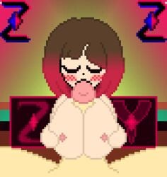 1girls bete_noire big_breasts big_penis blush breasts closed_eyes fellatio female glitchtale paizuri pixel_art self_upload z!betty zixy