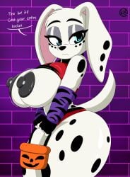 101_dalmatian_street 101_dalmatians anthro ass big_ass big_breasts breasts canine cosplay crossover_cosplay disney disney_xd dolly_(101_dalmatians) domestic_dog huge_thighs large_ass nipples nr_ac sideboob text thick_thighs