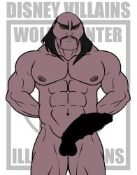 1boy 1male abs balls_outline big_penis cartoony censored_penis disney erection facial_hair male male_nipples male_only male_pubic_hair masculine mature_male mulan muscles muscular_male pecs smile smiling smooth_skinned_male solo veiny_penis white_background wolffhunter_art yaoi