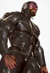 1boy bara beard biceps bodybuilder bulge daddy gay latex latex_suit male_only muscles muscular muscular_male pectorals skintight skintight_bodysuit skintight_clothing tooboshoo