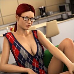 1girls breasts female glasses solo sydgrl3d