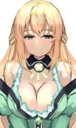 1girls big_breasts bimmy blonde_hair blue_eyes breasts busty cleavage dress female female_only goddess hi_res large_breasts light-skinned_female light_skin long_hair neptunia_(series) smile solo vert voluptuous