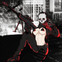 1girls activision army bra breasts call_of_duty call_of_duty_modern_warfare_2_(2022) clothing female female_only genderswap_(mtf) ghost_(modern_warfare_2) giorgio_117 rule_63 simon_riley skull skull_head skull_mask sniper sniper_rifle solo