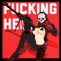 activision army bra breasts call_of_duty call_of_duty_modern_warfare_2_(2022) clothing genderswap_(mtf) ghost_(modern_warfare_2) giorgio_117 rule_63 simon_riley skull skull_head skull_mask sniper sniper_rifle