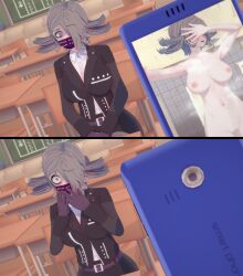 3d blush breasts caught completely_nude completely_nude_female danganronpa danganronpa_3 embarrassed embarrassed_nude_female enf exposed_breasts exposed_pussy female kimura_seiko koikatsu large_breasts nude nude_selfie phone pussy selfie straight_hair ultimateenf