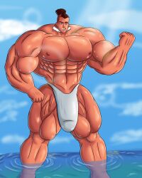 avatar_the_last_airbender beach bulge dick huge_cock huge_dick hyper_muscles imafrnin male_only muscles muscular_male sokka speedo swimsuit water