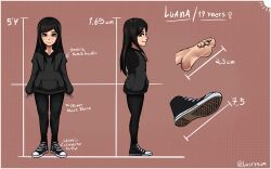 absurd_res black_nail_polish black_nails black_toenails character_profile character_sheet clothed clothing converse feet hi_res highres hoodie jeans luana_(lustysun) lustysun original painted_nails painted_toenails pants shoe_soles shoes soles standing