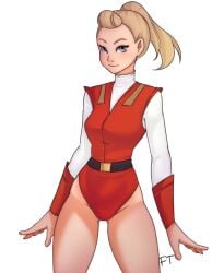 1girls 2020 2020s adora artist_name bare_legs blonde_female blonde_hair blue_eyes clothing cosplay crossover curvy female female_only ft_(artist) fully_clothed human leotard light-skinned_female light_skin long_hair looking_at_viewer png ponytail princess_adora_(cosplay) red_leotard she-ra_and_the_princesses_of_power she-ra_princess_of_power shirt simple_background smile solo solo_female thick_thighs thin_waist watermark white_background white_shirt