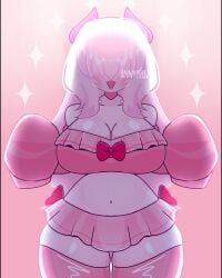 1girls animation_meme_community anny_(anny_perez) anny_perez big_breasts bow clothing demon demon_girl hips human light_pink_hair pink pink_horn thighs thighs_large wide_hips youtube youtube_hispanic