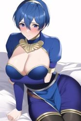 1girls ai_generated blue_eyes blue_hair cleavage female female_only fire_emblem fire_emblem:_mystery_of_the_emblem fire_emblem:_shadow_dragon_and_the_blade_of_light genderswap_(mtf) marth_(fire_emblem) nai_diffusion nintendo rule_63 stable_diffusion