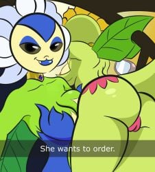 anthro ass ass_focus bubble_ass bubble_butt digimon digimon_(species) female he_wants_to_order meme nude pussy she_wants_to_order sunflowmon tagme yuri