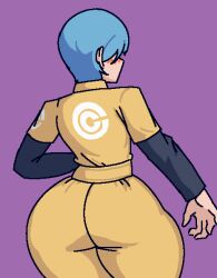 ass_focus big_ass big_butt blue_hair blush bubble_ass bubble_butt bulma_briefs bulma_briefs_(dragon_ball_super_superhero) canon_costume dragon_ball dragon_ball_super dragon_ball_super_super_hero jumpsuit royalmilk20 solo solo_female thick_ass thick_thighs wide_hips yellow_jumpsuit