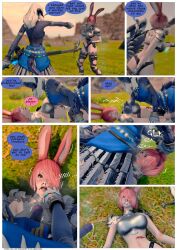 3d artist_request au_ra bikini_armor blood blowjob bunny_ears bunny_girl comic comic_page cum cum_in_mouth deepthroat defeated female fighting final_fantasy final_fantasy_xiv forced forced_deepthroat fucked_senseless futa_on_female futanari gpose(ffxiv) holding_ears huangmeiling lizard_girl oral_rape rape red_hair sadu_dotharl slap slap_mark source_request submissive_female viera white_hair wounded