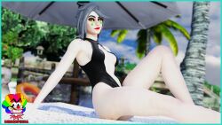 1girls beach clown clown_girl clown_makeup clussy mariam_zahh mrmcpizza solo_female swimsuit