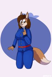 2022 anthro belt big_breasts blueberry_inflation breasts brown_hair dated female furry hastagaspacho inflation sequence simple_background solo tail