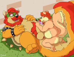 2022 2boys anthro ball_tuft balls ballsack beard beige_countershading belly big_belly body_fur body_hair bowser bravo brown_body duo erection facial_hair fluffy_fur fluffy_tail foreskin gay genitals goatee green_eyes green_head hi_res humanoid_penis intact koopa male male/male male_only male_pubic_hair mammal mario_(series) mature_male mephitid mustache nintendo nude_male orange_fur overweight overweight_male partially_retracted_foreskin penis pink_fur red_hair scrotum skunk smooth_penis testicles toony uncut video_games