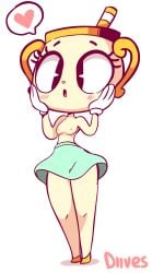 1girls 2d 2d_animation animated blue_skirt blush chalice cuphead:_the_delicious_last_course cuphead_(game) curvy cute diives female female_focus female_only flashing flashing_pussy gloves looking_away ms._chalice nipples orange_shoes pussy shoes short_playtime skirt skirt_lift small_breasts tongue tongue_out topless undressing video_games wholesome wide_hips yellow_skin