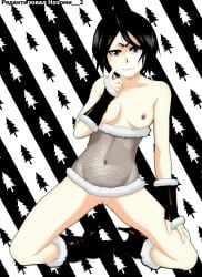 1girls almost_naked barely_clothed black_hair bleach boots breasts christmas christmas_clothing christmas_tree exposed_breasts female female_only fingerless_gloves fishnet_topwear fishnets functionally_nude functionally_nude_female fur fur_trim gloves heel_boots highres kneeling kuchiki_rukia lexus_(artist) light-skinned_female light_skin long_hair looking_at_viewer mesh mostly_nude nipples no_bra no_panties on_knees paipan pale-skinned_female pale_skin petite petite_body pinup pussy shoulder_length_hair smaller_female smile smiling smiling_at_viewer solo solo_focus third-party_edit topless topwear topwear_down vagina watermark