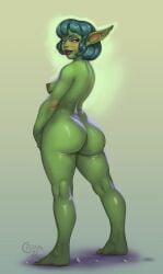 1girls ass blizzard_entertainment breasts crona dat_ass female goblin goblin_(warcraft) goblin_female green_hair green_skin looking_at_viewer nude nude_female purple_lipstick solo warcraft world_of_warcraft