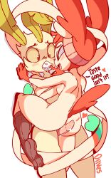 1boy 1boy1girl 1girls against_wall ass before_sex blush color digital_drawing_(artwork) digital_media_(artwork) diives grinding heart leafeon looking_at_partner nintendo one_leg_up penis pokemon pokemon_(species) pussyjob simple_background smile stockings sylveon text