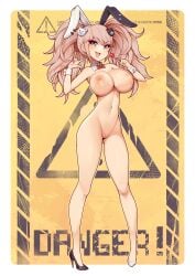 alternate_version_available breasts bunny_ears completely_nude completely_nude_female danganronpa danganronpa:_trigger_happy_havoc danganronpa_1 exposed_breasts female_only high_heels high_heels_only huge_breasts junko_enoshima large_breasts lollipop pussy shoes shoes_only straight_hair thighs useless_clothing virus-g