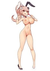 alternate_version_available breasts bunny_ears completely_nude completely_nude_female danganronpa danganronpa:_trigger_happy_havoc danganronpa_1 exposed_breasts female_only high_heels high_heels_only huge_breasts junko_enoshima large_breasts lollipop no_background pussy shoes shoes_only straight_hair thighs useless_clothing virus-g