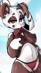 2020 anthro belly breasts brown_fur color cute digital_drawing_(artwork) digital_media_(artwork) furry hips looking_at_viewer neceet oc original original_character panties tank_top tank_top_lift thighs white_fur