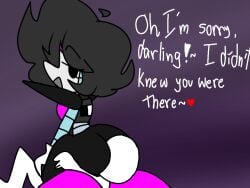 2022 anon apologizing apology big_ass big_butt boots bubble_butt dialogue facesitting femboy heart hottiegirl34_(artist) mettaton mettaton_ex mob_face robot robot_boy self_upload sitting_on_face thick_thighs thighs undertail undertale undertale_(series)