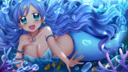 1girls big_breasts blue_eyes blue_hair blue_tail breasts female female_only hanon_hosho happy houshou_hanon mermaid mermaid_girl mermaid_melody_pichi_pichi_pitch mermaid_position mermaid_princess mermaid_tail png seductive seductive_pose seductive_smile skywalker smile solo underwater water