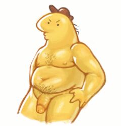 anthro body_hair charlie_(smiling_friends) chest_hair chubby_male hat imentallyunwell male male_only mostly_nude o3o penis pubes slightly_chubby smiling_friends solo toony yaoi