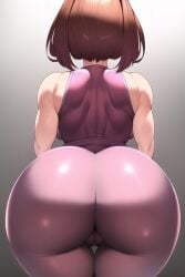 1girls ai_generated ass ass_focus brown_hair bubble_ass bubble_butt female from_behind huge_ass muscular_female my_hero_academia nai_diffusion ochako_uraraka pink_pants presenting presenting_ass short_hair stable_diffusion thick_ass