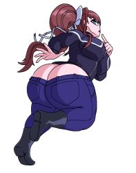 1girls ass_cleavage big_ass big_breasts big_butt breasts butt_crack curvaceous curvy curvy_figure exposed_ass exposed_butt fat_ass female hannimal huge_ass looking_at_viewer looking_back pixel_art solo thick thick_ass thick_thighs voluptuous wide_hips