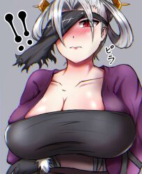 1girls atrocious_officer_(fate/grand_order) breasts elder fate/grand_order fate_(series) female gilf grandmother highres large_breasts mask mature_female red_eyes solo sotomichi white_hair