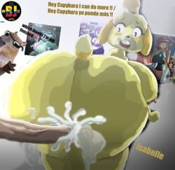 2022 animal animal_crossing animal_crossing_girl ass big_ass big_breasts big_butt big_nipples big_penis breasts bubble_ass bubble_butt byjeyko capybara cum cum_explosion cum_in_pussy cum_inside cumshot fat_ass fat_butt furro furry furry_female isabelle isabelle_(animal_crossing) nintendo nipples penis tapir