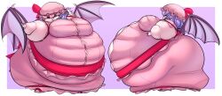 big_breasts fat front_view hat huge_ass huge_belly obese_female princecoffeecakes remilia_scarlet side_view ssbbw touhou vampire wings