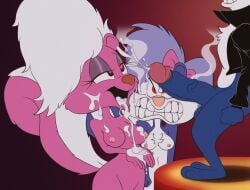 anoningen bimbette cumshot cumshot_in_mouth faceless_male fifi_la_fume furry johnny_pew purple_fur tiny_toon_adventures