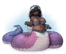 big_breasts dark-skinned_female dark_hair dark_skin female female_only krocodilian lamia monster_girl snake_girl solo_female