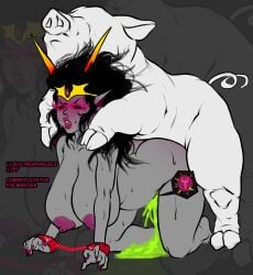 alien alien_girl alien_humanoid big_breasts breeding_slave cum_inflation cum_overflow grey_skin homestuck impregnation interspecies pig rape shackles tagme tagme_(artist) tennohsmantra the_condesce zoophilia