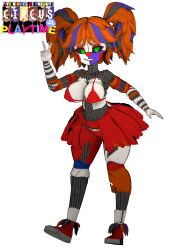 3d baby_(fnafsl) bikini circus_baby circus_baby_(fnaf) death_by_glamour five_nights_at_freddy's fnaf green_eyes orange_hair scrap_baby scrap_baby_(deathbyglamur) scrap_baby_(fnaf) skirt solo