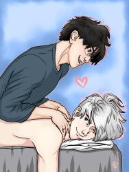 gay katsuki_yuuri male male/male male_only massage tagme viktor_nikiforov yuri!!!_on_ice