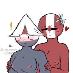 2girls anthro canada_(countryhumans) countryhumans countryhumans_girl female female_only flower multiple_girls netherlands_(countryhumans) small_breasts traced xx.canada.xx