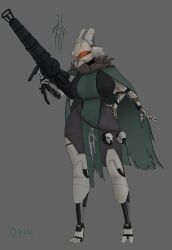 4_arms bungie cape d34h destiny_(game) eliksni fallen grey_skin large_breasts multi_arm multi_eye multi_limb tall_female thick_thighs weapon wide_hips