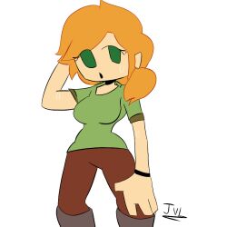 alex_(minecraft) female green_eyes jvllonguez jvllonguez_ minecraft mob_face mojang orange_hair square_head white_skin