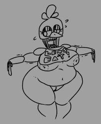 animatronic anthro areola avian beak bib big_breasts bird breasts chicken exposed_endoskeleton eyelashes female five_nights_at_freddy's five_nights_at_freddy's_2 galliform gallus_(genus) genitals grey_background head_feathers head_tuft hi_res machine nipples nude overweight overweight_female phasianid pussy qoolbunart robot scottgames simple_background solo thick_thighs tuft video_games wide_hips withered_chica