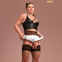 1futa 3d abigail_anderson bottomless cat_ears clothed clothing futa_only futanari gynomorph mostly_clothed muscular_futanari muscular_thighs naughty_dog presenting_penis solo stockings the_last_of_us the_last_of_us_2 vyet3d