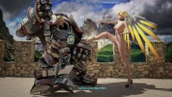 1girls 3d angela_ziegler armor ass bandage big_breasts big_breasts blender blizzard_entertainment blonde_hair blonde_hair breasts castle chest collar domination feet female heels hentai hi_res legs lgiht_hair light_skin lipstick makeup mercy nails naked nero100 nipples nude nudity overwatch overwatch_2 pose reinhardt shiny shoes thighs topless waxiw wings