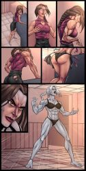 1girls 1monster ass_expansion bimbo breast_expansion female genomod666 hair_color_change muscle_growth skin_color_change thick_thighs transformation underwear wide_hips